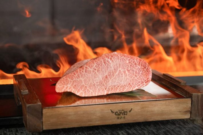 A loin of Japanese A5 Wagyu